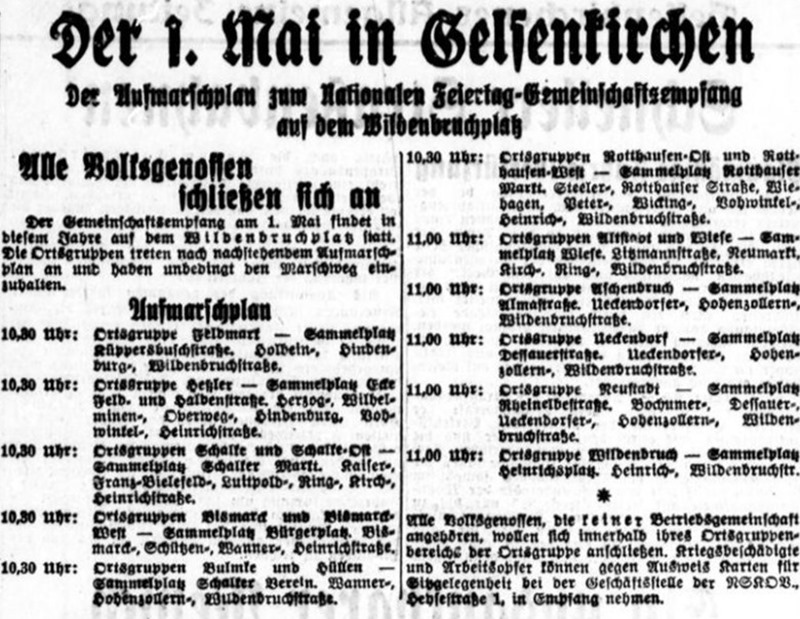 Gelsenkirchen im Natinalsozialismus - 1. Mai 1937