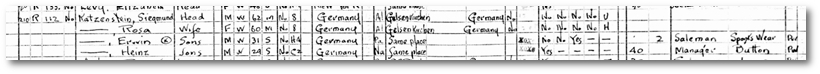 1940 US Federal Census, Katzenstein Family. Zum Vergrößern anklicken