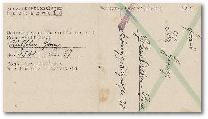 Haftbrief vom 28.1.1945 aus dem KZ Buchenwald