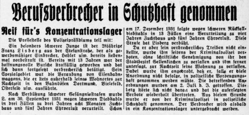Artikel in der Gelsenkirchener Allgemeine Zeitung (GAZ) vom 9. Oktober 1935 Artikel in der Gelsenkirchener Allgemeine Zeitung (GAZ) vom 9. Oktober 1935