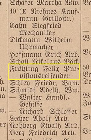 Adressbuch Gelsenkirchen 1939, Felix Frhling