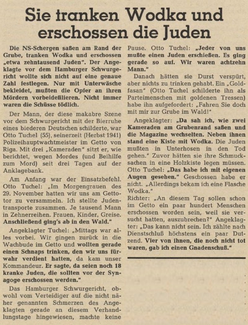 Artikel: Sie tranken Wodka und erschossen die Juden