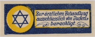 Jdische rzte durften sich ab 1. Oktober 1938 nur noch 'Krankenbehandler' nennen und ausschlielich jdische Patienten behandeln