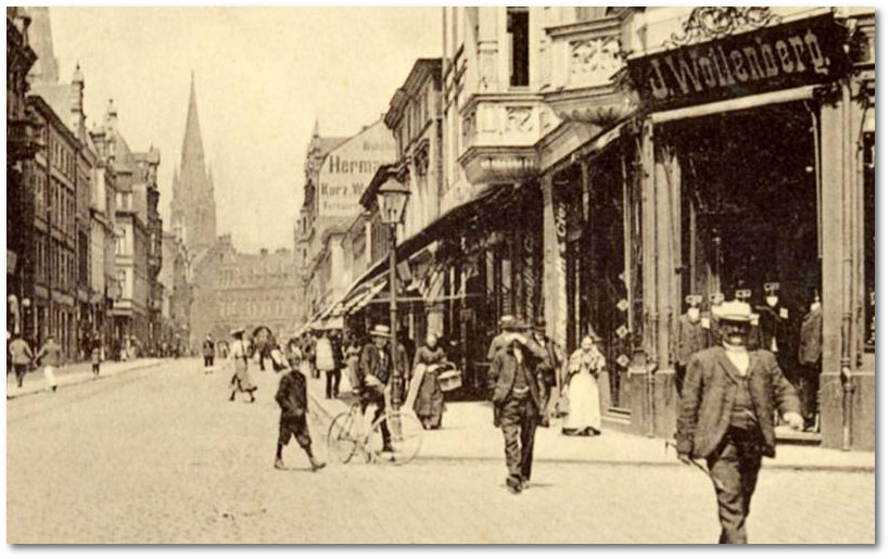 Das Bekleidungsgeschft von Isidor Wollenberg an der Bahnhofstrae 36, um 1917