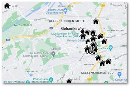 Interaktive Stadtkarte: Verortung Gelsenkirchener Ghettohuser