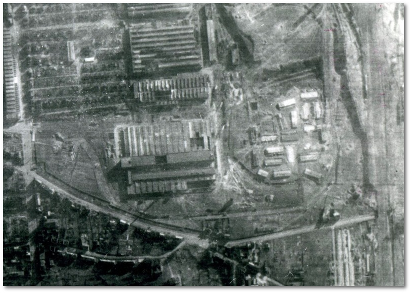 Luftbild KZ_aussenlager Buchenwald, damalige Brüellstrasse in Bochum, 1945