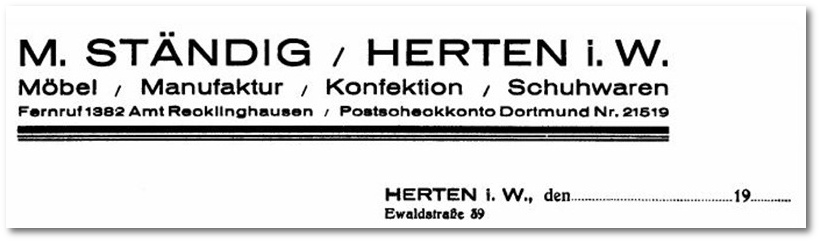 Briefkopf des Geschftes Moses (Moritz) Stndig