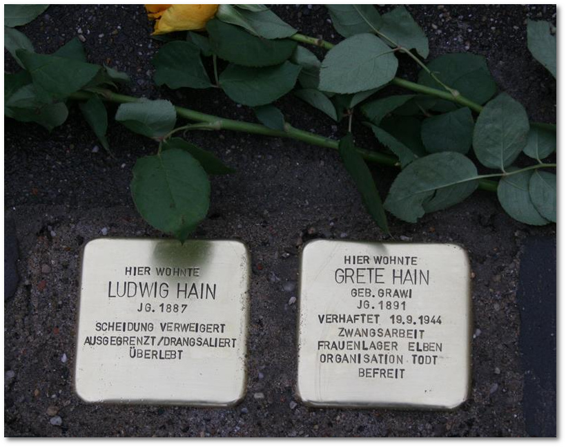 Stolpersteine Gelsenkirchen - Ehepaar Ludwig und Grete Hain