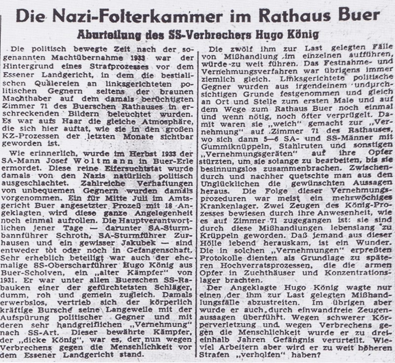 Die Nazi-Folterkammer im Rathaus Buer