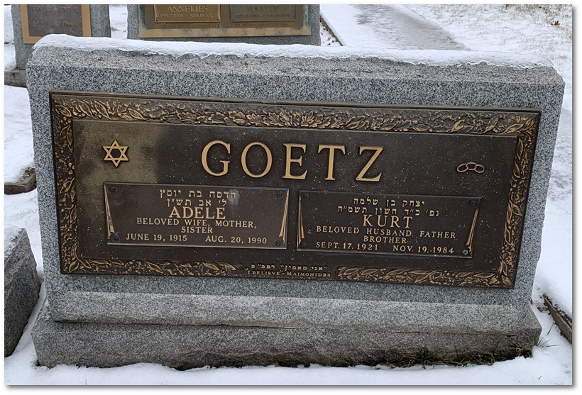Grabstein Ehepaar Adele und Kurt G�tz, King Solomon Memorial Park, Clifton, Passaic, New Jersey, USA