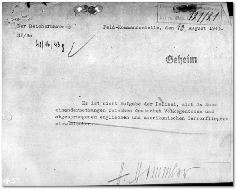 Geheimes Schreiben Himmler vom 10. August 1943