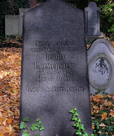 Bendix Löwensteins Grab auf dem Jüdischen Friedhof an der Wanner Strasse