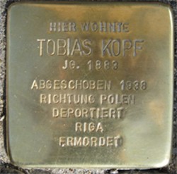STOLPERSTEIN für Tobias Kopf in Hilden.