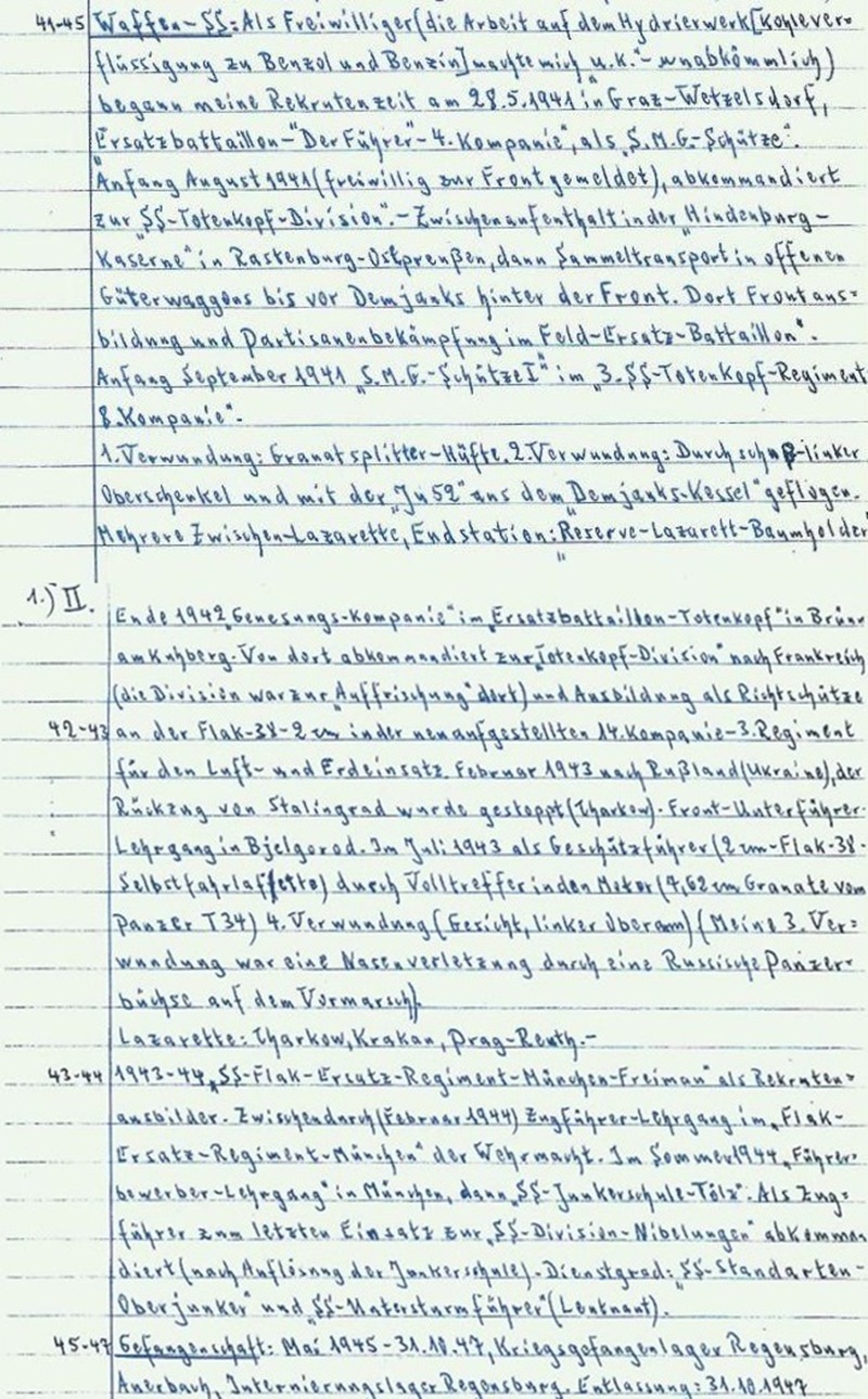 Auszug Lebenslauf von Heinrich Sokolis