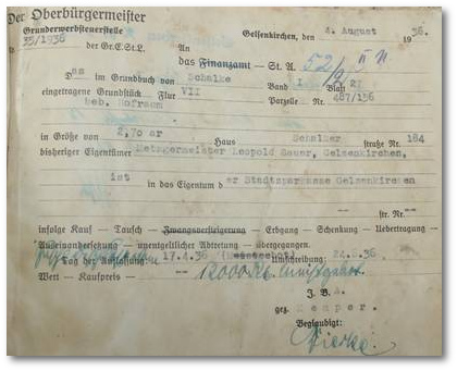 Hausakte Schalker Str. 184, Leopold Sauer