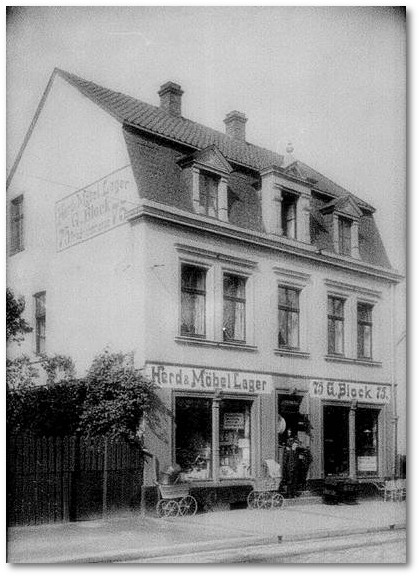 Das erste Möbelgeschäft der Familie Gumpel Block in Gelsenkirchen, Schalker Strasse 75, um 1900