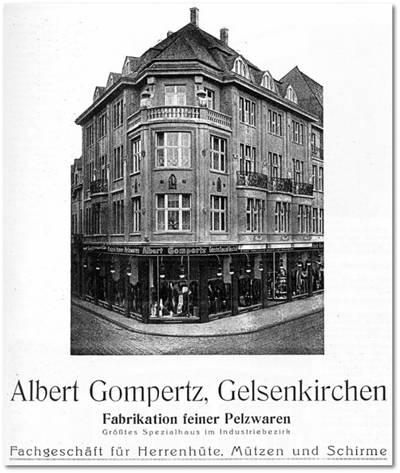 Pelzwaren Albert Gompertz Gelsenkirchen, Werbeschrift um 1922.