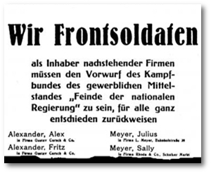 Anzeige in der  Gelsenkirchener Zeitung vom 3. Mai 1933 