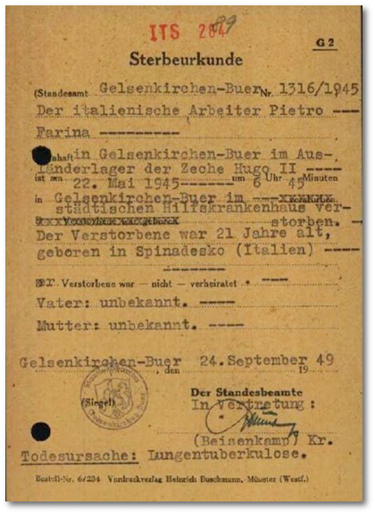 Leichenpass Pietro Farina