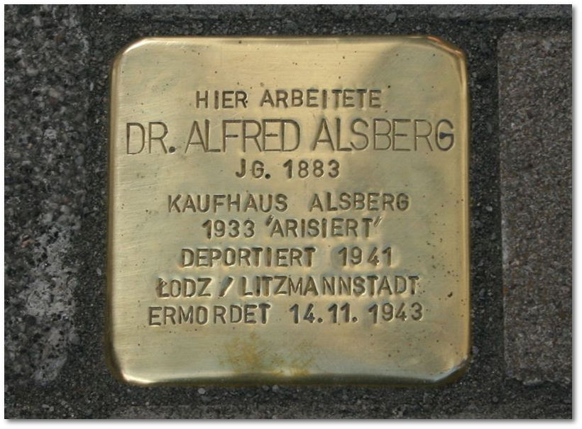 Stolperstein fr Dr. Alfre Alsberg in Gelsenkirchen