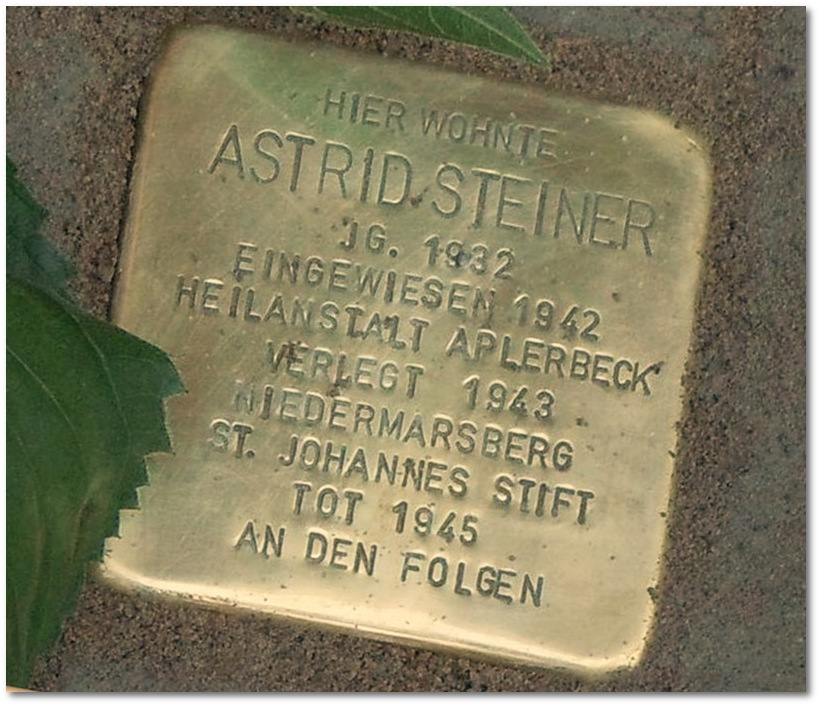 Ein Stolperstein erinnert in Gelsenkirchen an Astrid Steiner