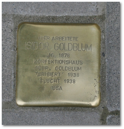 Stolpersteine Gelsenkirchen - Familie Isidor Goldblum Konfektionshaus Schalker Strasse 160
