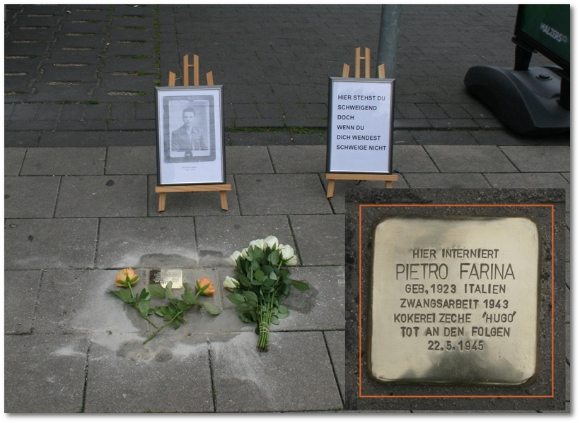 Stolperstein f�r den italienischen Milit�rinternierten Pietro Farina in Gelsenkirchen