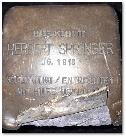 Gelsenkirchen: Stolperstein mutwillig zerstrt. 