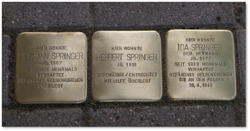 Stolpersteine Gelsenkirchen - Familie Hermann, Ida und Herbert Springer