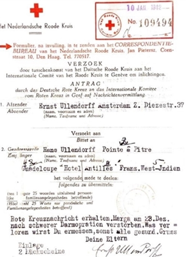 Ausschnitt aus Rotkreuzbrief Ullendorf