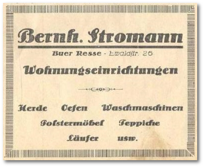 Werbeanzeige der Firma Bernhard Stromann, 1936.